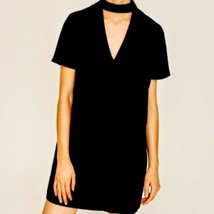 Zara Black Mini Dress With Neck Choker